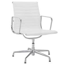 Lexmod Ribbed Mid Back Conference Office Side Chair In White Genuine Leather Check This Awesome Product By G Office Chair Luxury Office Chairs Side Chairs