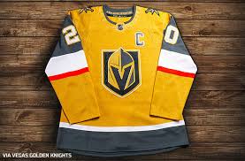 Nhl, the nhl shield, the word mark and image of the stanley cup and nhl conference logos are registered trademarks of the national hockey league. Vegas Goes Gold Golden Knights Unveil New Third Jersey Sportslogos Net News