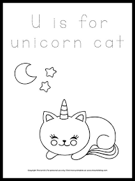 Whether you are a fan of coloring in or you just love anything to do with cats and cat pictures you will find something amongst it for either yourself, your friends or your family to enjoy. U Is For Unicorn Cat Coloring Page Free Printable The Art Kit