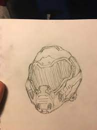 Did A Quick Little Doom Slayer Helmet Drawing Design Art Drawing Art Blog Drawings