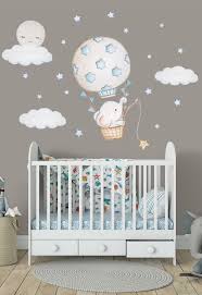 The most common wall decoration for baby room material is wood. Nursery Ballon Sticker Elefant Wandsticker Heissluftballon Wandtattoo Blau Sterne Aufkleber Kinderzimmer In 2020 Baby Wall Decals Baby Room Decor Baby Room Wall