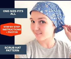 Bouffant Scrub Hat Pattern Pdf Nurse Head Cover Sewing Etsy Scrub Hat Patterns Scrub Hats Bouffant Scrub Hat