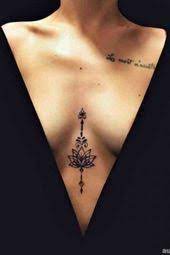 Also known as the underboob tattoo, a sternum tattoo is a nice way to show off your shape. Cleavage Lotus Flower Tattoo