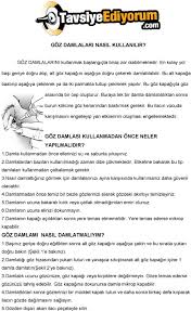 Goz Damlalari Nasil Kullanilir Goz Damlasi Kullanmadan Once Neler Yapilmalidir Pdf Ucretsiz Indirin