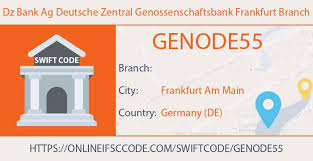 Institution code or bank code. Swift Code Genode55 Dz Bank Ag Deutsche Zentral Genossenschaftsbank Frankfurt Branch Germany