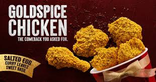 Goldspice is such an obiang name. Kfc S Pore Goldspice Chicken Coated With Salted Egg And Curry Leaves Is Back Great Deals Singapore