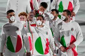 On the shoulders, the word italy with the japanese vertical writing kanji: Olympics Armani Designed The Opening Ceremony S Worst Outfits
