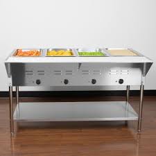 Servit Est 4we Four Pan Open Well Electric Steam Table With Undershelf 120v 2000w Steam Tables Brown Kitchens Table