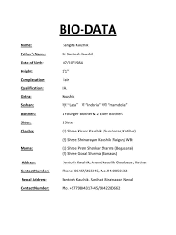 From a professional point of view, it is similar to a resume. The Surprising 6 Bio Data Forms Word Templates In Free Bio Template Fill In Blank Photo Below Biodata Format Download Bio Data For Marriage Biodata Format