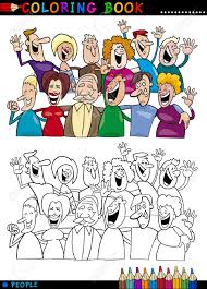 Coloring pages for kids kangaroo cute3106. Coloring Book Or Page Cartoon Illustration Of Happy People Group Royalty Free Cliparts Vectors And Stock Illustration Image 16213933