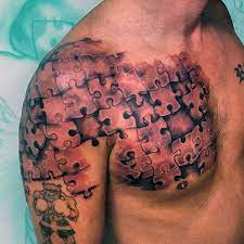 Puzzle tattoos puzzle piece tattoo autism mini tattoos cute tattoos body art tattoos tatoos sibling tattoos sister tattoos friend tattoos. 70 Puzzle Piece Tattoo Designs For Men Inquisitive Mind Ink
