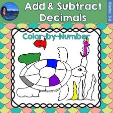 ● remember to place the decimal point down in the answer in the same place as the math coloring pages. Adding And Subtracting Decimals Color By Number Worksheets Teaching Resources Tpt
