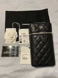 It came with the wallet? Nwt 21p Chanel Vanity Phone Holder With Gold Chain Black Carviar Crossbody Italy Ebay