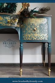 Stunning Teal And Gold Buffet Open Shelving On Each Side Hidden Drawer Inside Brushed In 2020 Gold Painted Furniture Custom Painted Furniture Teal Painted Furniture