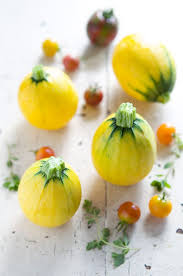 Yellow Globe Zucchini And Heirloom Tomatoes Via Latartinegourmande Com Vegetables Fruit And Veg Fruits And Veggies