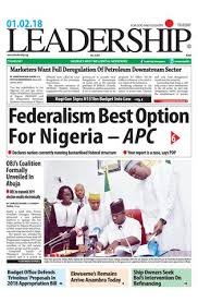 Leadership is a nigerian daily national newspaper. Leadership Newspaper February 1st 2018 By Leadership Newspapers Nigeria Buy Through Issuu