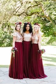Rose Gold Sequins Burgundy Country Two Pieces Bridesmaid Dresses 2018 Mix St Unique Bridesmaid Dresses Two Piece Bridesmaid Dresses Burgundy Bridesmaid Dresses