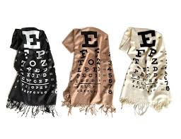 Eye Chart Scarf Linen Weave Pashmina Silkscreen Print