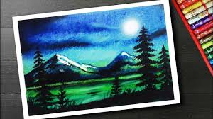 Moonlight Drawing For Beginners With Oil Pastel Landscape Scenery Oil Pastel Art Oil Pastel Landscape Oil Pastel Want to try something slightly more difficult using easy drawing ideas? oil pastel art oil pastel landscape
