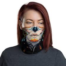 Day of the dead face. Day Of The Dead Face Mask Dia De Los Muertos Neck Gaiter For Etsy