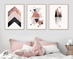 Bedroom Black And Gold Wall Decor Set Of 3 Downloadable Geometric Prints In Blush Pink Black Grey Rose Gold Minimalist Mountains Scandinavian Modern Poster Trending Now Art Contemporary Home Decor Gold Bedroom Rose Gold Bedroom