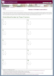 6th Grade Divide Mixed Number By Proper Fractions Internet4classrooms Just Released 100 New Workshe Proper Fractions Improper Fractions Irrational Numbers