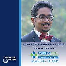 Congratulations to Dynamic Water Technologies' Engineering Manager Melvin  Mathew. Melvin was selected to present his poster entitled "Continuous  Management of Cooling Tower Water Systems using Electrochemical Treatment"  at the Virtual Remediation ...