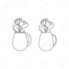 Bunch of flowers in a vase vector. Flowers In A Vase Peonies Flowering Isolated On A White Background Outline Line Drawing Icon Lizenzfrei Nutzbare Vektorgrafiken Clip Arts Illustrationen Image 150949607