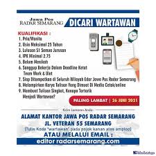 085210018890 #lowongankerja #lowongankerja2021 #lokerjatim #lokerjawatimur #. Lowongan Kerja Wartawan Jawa Pos Radar Semarang