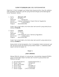 Dalam hal ini bertindak atas nama diri pribadi yang selanjutnya disebut pihak pertama 2. Download Doc Surat Perjanjian Jual Beli Motor Riyan Septiyan