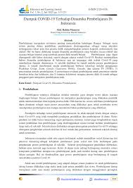 Sidharta, i., & sidh, r. Pdf Dampak Covid 19 Terhadap Dinamika Pembelajaran Di Indonesia