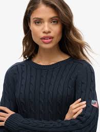 Superdry Women's Slouchy Cable Knit Deep Navy