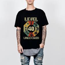 Level 40 unlocked gamer 40th birthday gift idea. Level 40 Unlocked Shirt Hoodie Sweater Longsleeve T Shirt