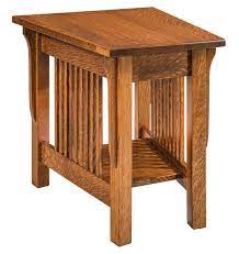 Featuring a bottom shelf for additional storage paired with open concept styling this piece is practical and stylish. Landmark Wedge Shaped End Table From Dutchcrafters Amish Furniture