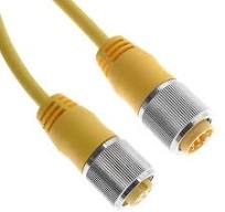 MIN Size II, Cordset, 8 Pole, Male Straight / Female Straight, 12 Ft, 5A,  Yellow, PUR