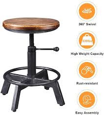 All orders over $35 ship free Industrial Bar Stools Vintage Kitchen Island Chair Swivel Counter Stool Height Adjustable 17 7 24inch Home Bar Furniture Home Gellyplast Com