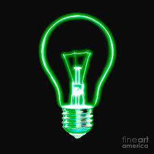 Outline Of Glowing Green Light Bulb On Black Background Photograph By Phill Thornton