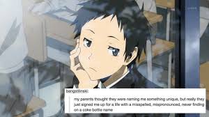 Durarara Text Post Xd Hugs Mikado Poor Mikado I Don T Think I Ve Ever Seen My Name On A Coke Bottle Either As A Matter Of Durarara Anime Anime Shows
