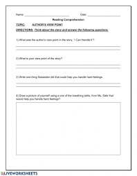 Worksheet focuses on helping students identify the point of view from a paragraph of text by clearly stating what the point of view is. Author S View Point Worksheet
