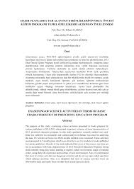 Pdf Hazir Planlarda Yer Alan Fen Etkinliklerinin Okul Oncesi Egitim Programi Temel Ozellikleri Acisindan Incelenmesi