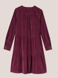 Edith Cord Dress in DK PLUM