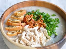 Dried scallop rice porridge or chinese conpoy congee recipe. Resep Cara Membuat Bubur Ayam Enak Dan Special Bumbu Kuning Khas Bandung Dan Jakarta Diadona Id
