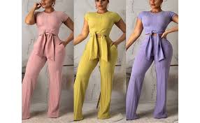 Limited time sale easy return. Amazon Com Molisry Women Kniited Ribbed Crop Top High Waist Wide Leg Long Pants Sets 2 Piece Outfits Clothing