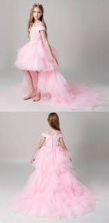 Off Shoulder Birthday Party Dresses For Adults Off The Shoulder Pink Layered Girls Party Dress From Sugerdress In 2020 Wedding Dresses For Girls Kids Prom Dresses Cute Flower Girl Dresses