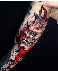50 Oni Mask Tattoos Origins Meanings Tattoo Artists Samurai Tattoo Sleeve Oni Mask Tattoo Mask Tattoo