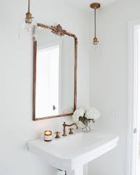 Anthro Mirror Above Sink Elegant Bathroom Bathroom Decor Tiny Powder Rooms