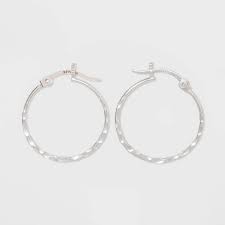 Made in usa with french wires. Sterling Silver Small Hammered Round Click Top Hoop Earrings Universal Thread Silver Target