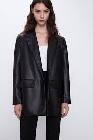 Zara Faux Leather Oversized Blazer Leather Blazer Jacket Blazer Oversized Blazer