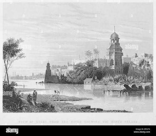 View of Delhi from the river showing the King's palace', c1860. Artist: Unknown Stock Photo - Alamy