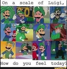 On A Scale Of Luigi Low Do You Feel Today Ifunny Mario Memes How Are You Feeling Mario Funny